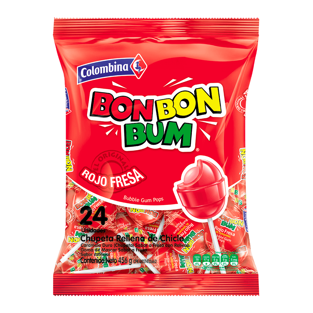 Bon Bon Bum Rojo Fresa x24 456 g