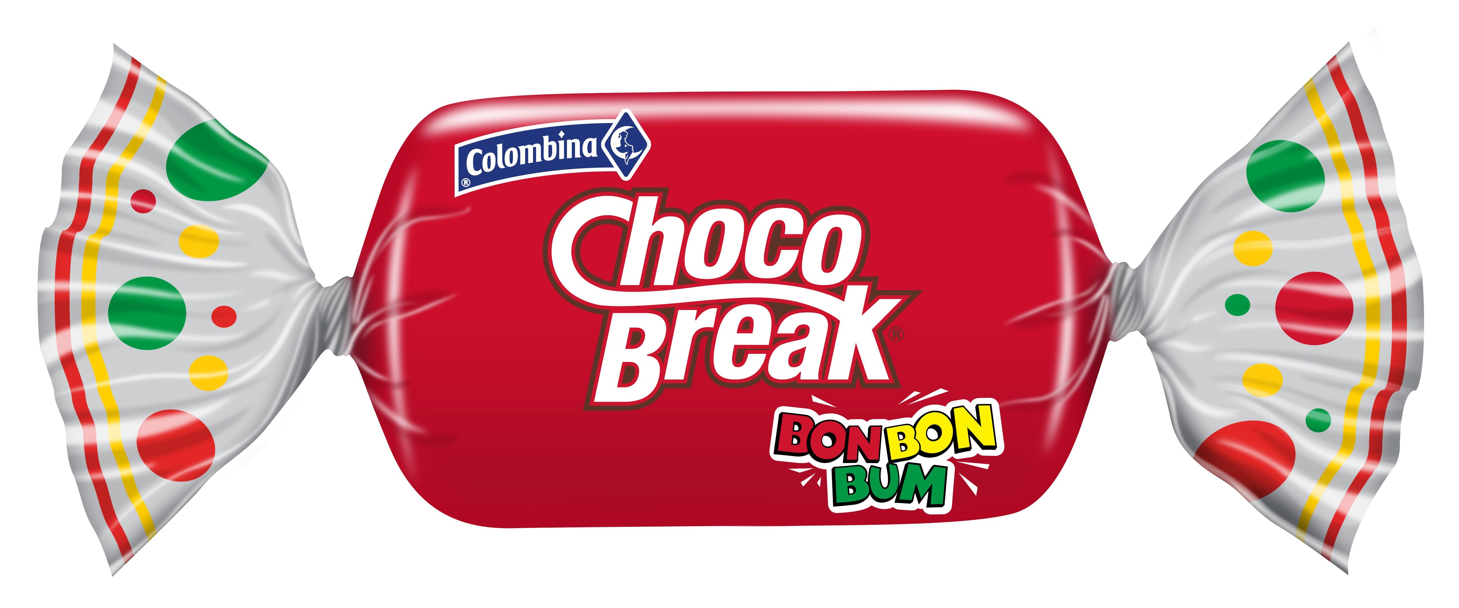 2 iconic Colombina flavors in 1 bite! Choco Break with a Bon Bon Bum Red-lollipop Flavored Center.